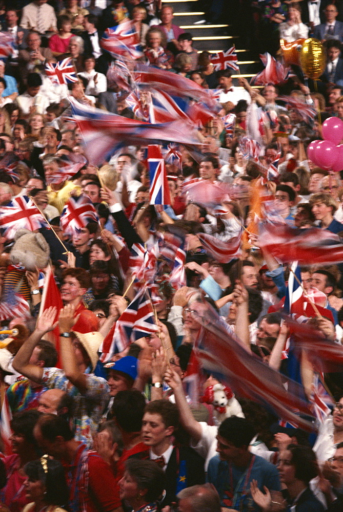 Audience at the Last Night of the Proms in 1992, Royal Albert Hall, Kensington, London, England, United Kingdom, Europe