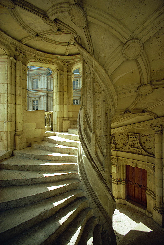 Staircase in the interior of the castle at Blois, Centre, France, Europe