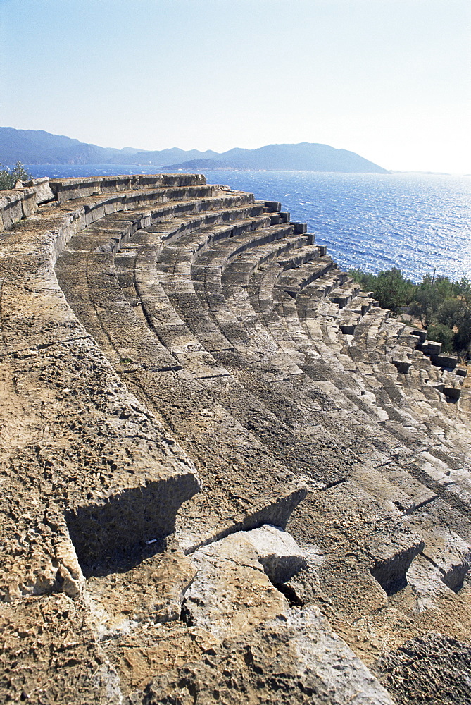 The 6th century Greek style Theatre of Psellus, Kas (Antiphellus), Anatolia, Turkey, Asia Minor, Eurasia