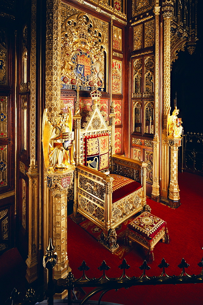 The Throne, House of Lords, Houses of Parliament, Westminster, London, England, United Kingdom, Europe