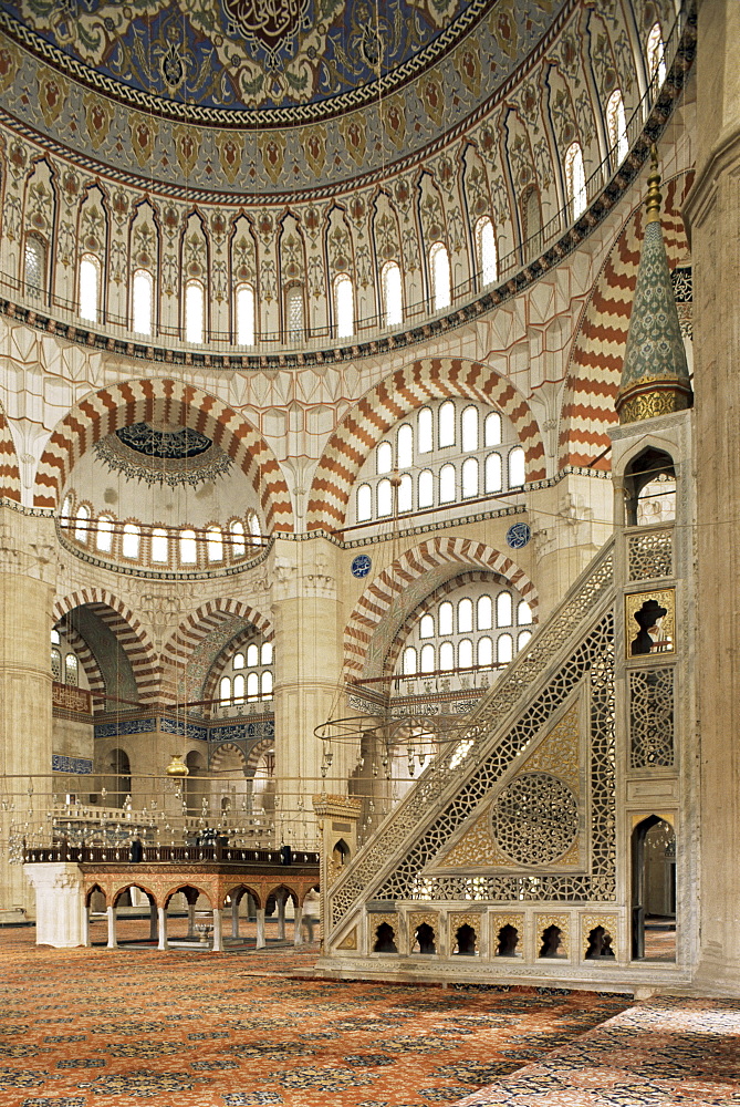 Interior of the Selimiye Mosque, Edirne, Anatolia, Turkey, Asia Minor, Eurasia