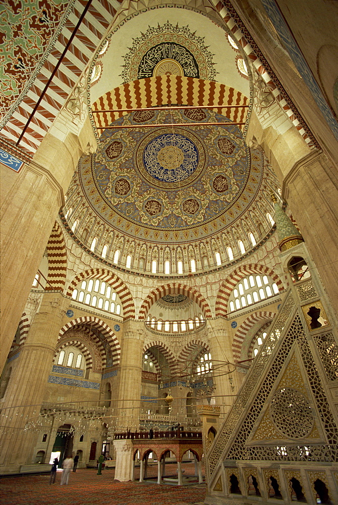 Interior of the Selimiye Mosque at Edirne, Anatolia, Turkey, Asia Minor, Eurasia