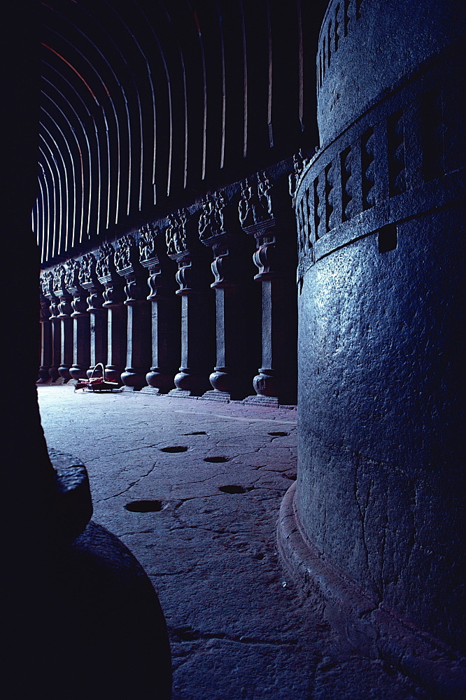 Karla caves, dating from the first century BC, near Mumbai, Maharashtra state, India, Asia