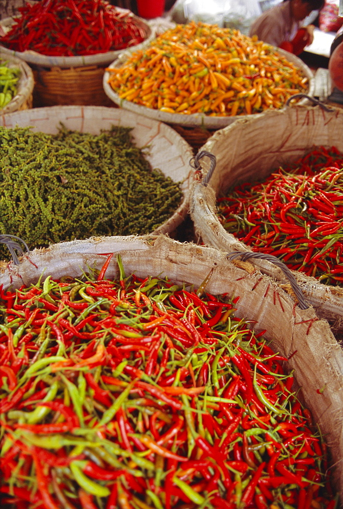 Chillies for sale, street market, Bangkok, Thailand