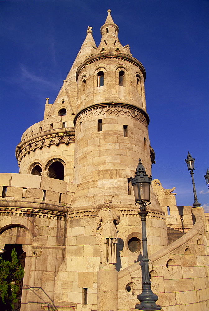 The Fishermans Bastion a landmark in Budapest, Hungary, Europe