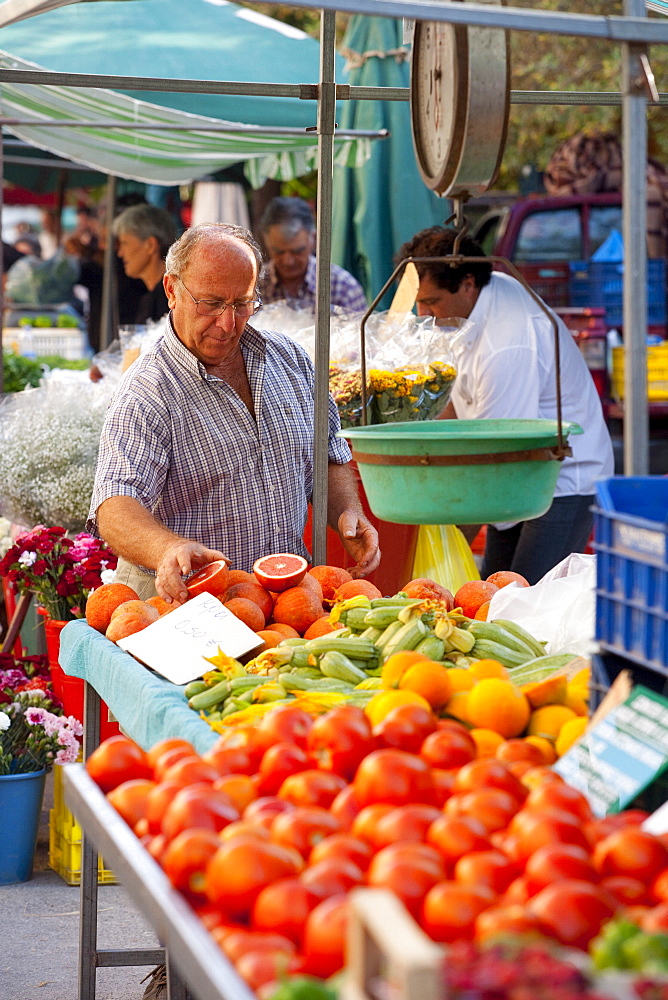 Stall, Chania market, Crete, Greek Islands, Greece, Europe