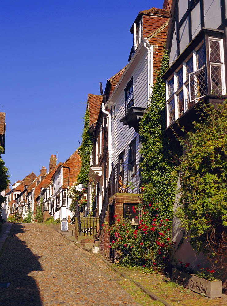 Houses on a cobbled street, Rye, Sussex, England, UK, Europe