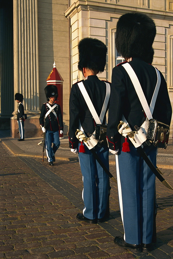 Changing of the Guard at the Amalienborg Palace, Copenhagen, Denmark, Scandinavia, Europe