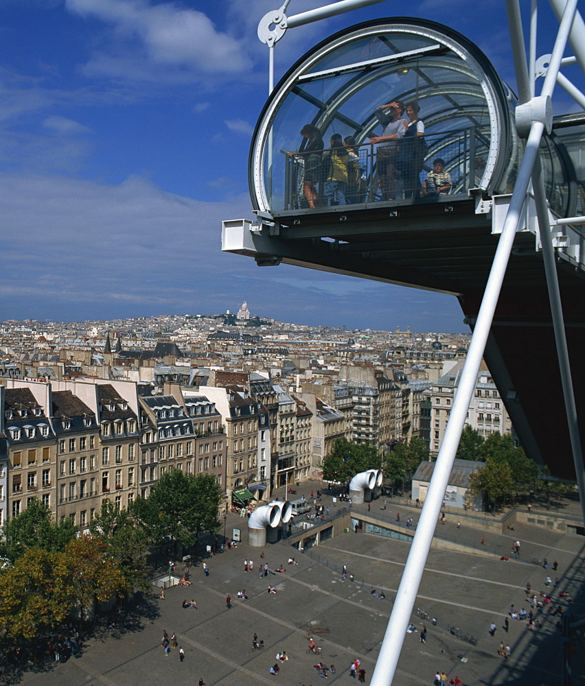 Viewing balcony, Pompidou Centre, Beaubourg, Paris, France, Europe