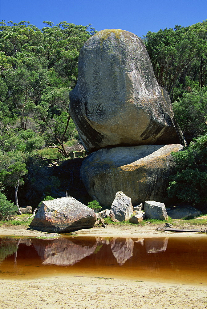 Giant boulders and rocks above a coloured stream at Wilsons Promontory, Victoria, Australia, Pacific