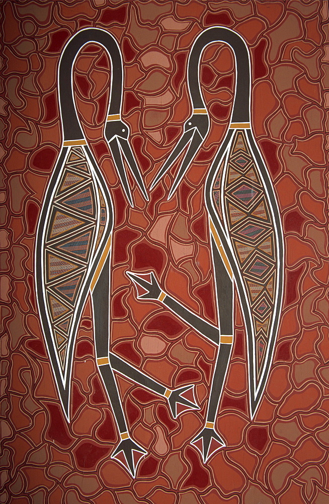 Paintings from the Dreamtime including two birds, Australia, Pacific