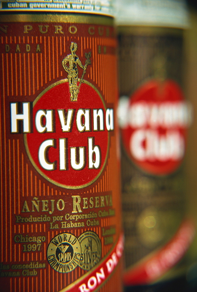 Bottles of Havana Club Rum, Cuba, West Indies, Central America