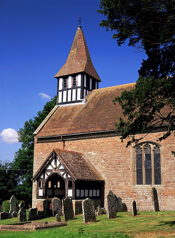 Timber framed church spire, St. Michael & All Saints church, Castle Frome, Herefordshire, England, United Kingdom, Europe