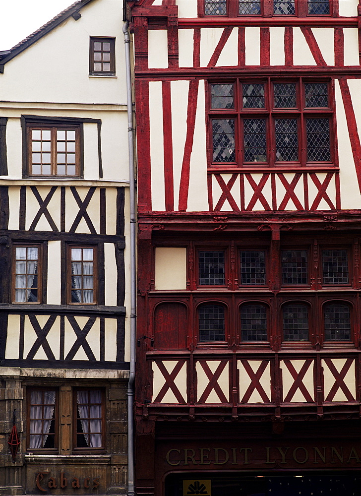 Timber-framed houses in the Rue Gros Horloge, Rouen, Haute Normandie (Normandy), France, Europe