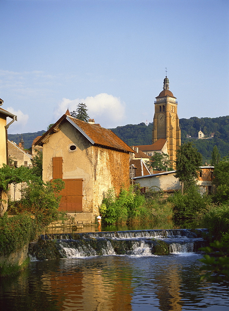 Belltower of St. Just dating from the 16th century, Arbois, Franche-Comte, France, Europe