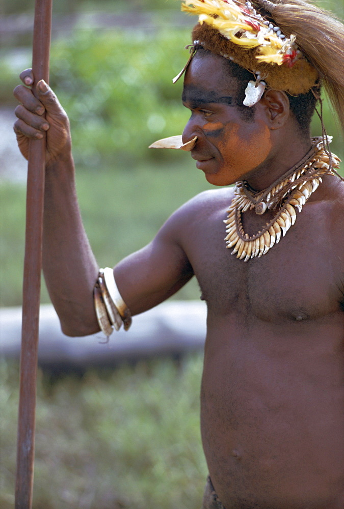 Tribesman, Basiem, Irian Jaya (West Irian) (Irian Barat), New Guinea, Indonesia, Asia