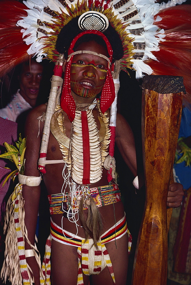 Portrait of a child with facial and body decoration at a Sing-sing in Papua New Guinea, Pacific Islands