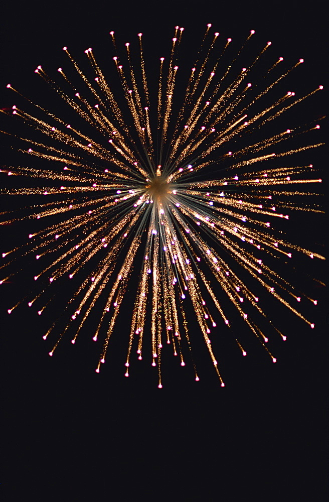 Golden rain firework display, Eastbourne, England, United Kingdom, Europe