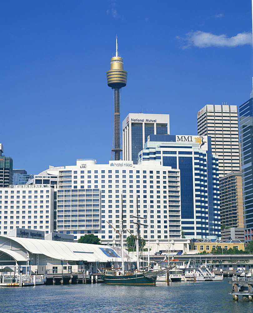 Waterfront and dockside city skyline including the AMP Tower, Sydney, New South Wales, Australia, Pacific