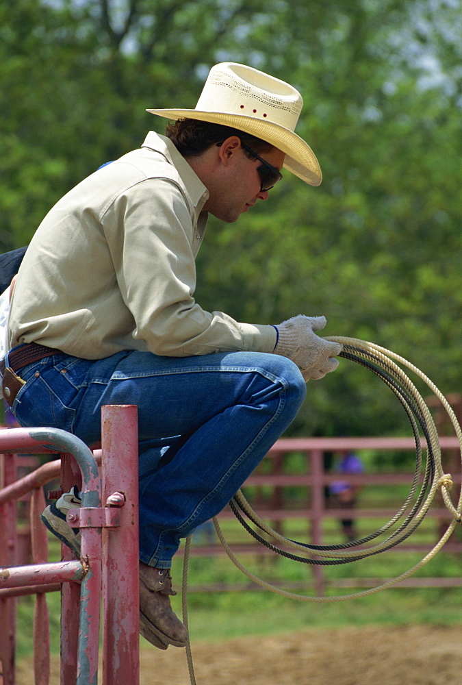 Cowboy at the rodeo, San Antonio, Texas, United States of America, North America