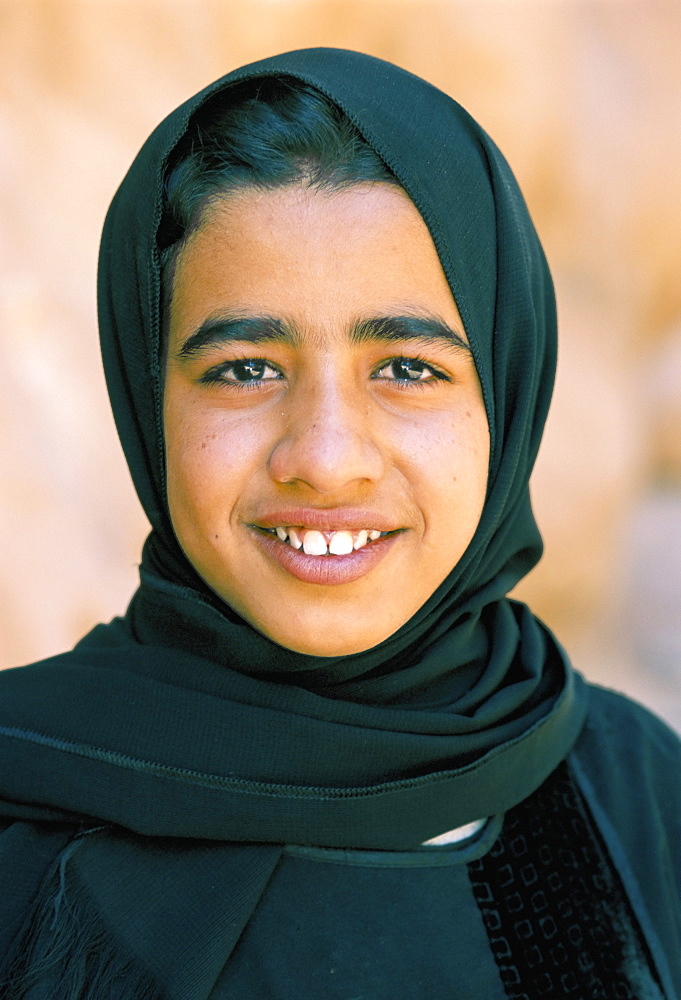 Portrait of a Bedouin girl, Wadi Rum, Jordan, Middle East