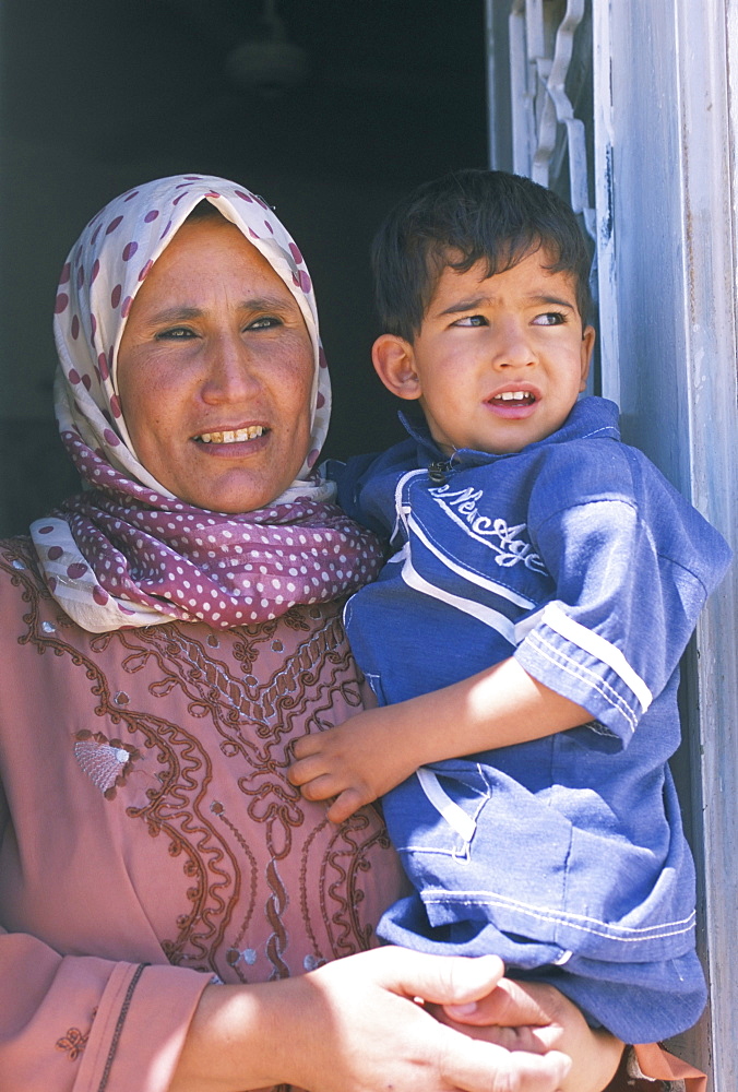 Bedouin mother and her son, near Dead Sea, Jordan, Middle East