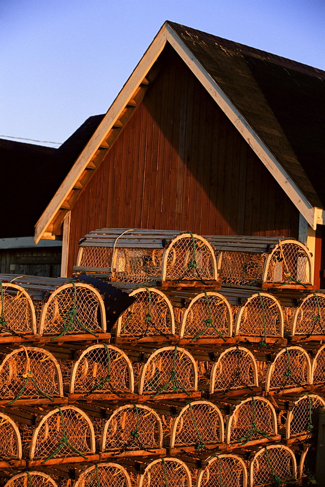 Lobster traps in Rustico harbour, Prince Edward Island, Canada, North America