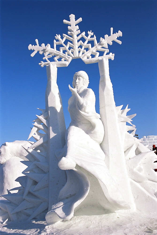 Snow sculptures at winter carnival, Quebec, Canada, North America