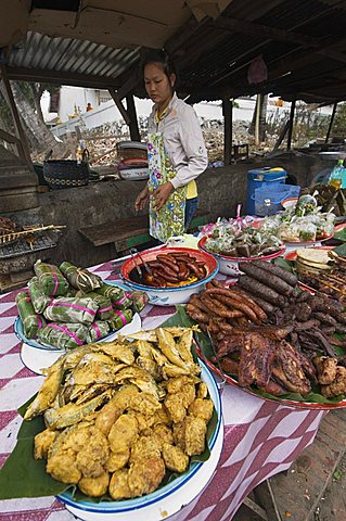 Morning food market, Luang Prabang, Laos, Indochina, Southeast Asia, Asia