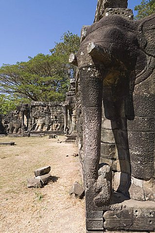 Elephant Terrace, Angkor Thom, Angkor, UNESCO World Heritage Site, Siem Reap, Cambodia, Indochina, Southeast Asia, Asia