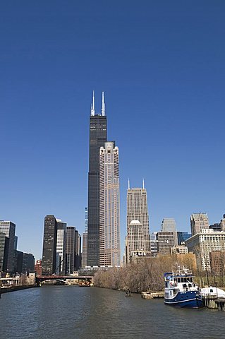 Sears Tower taken on South Chicago River, Chicago, Illinois, United States of America, North America