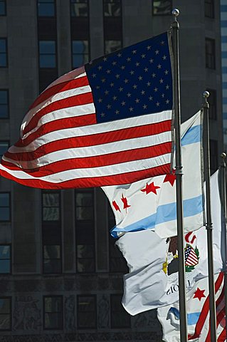 Flags, Chicago, Illinois, United States of America, North America