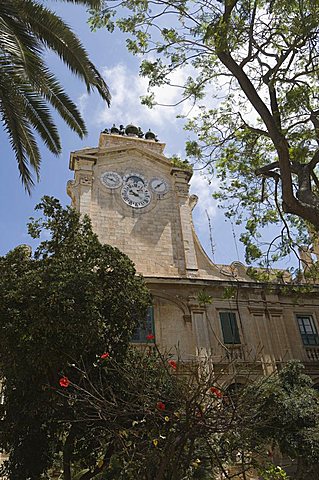 Clock tower with bells, Grand Master's Palace, Valletta, Malta, Europe