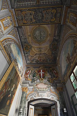 Highly decorated interior corridor, Grand Master's Palace, Valletta, Malta, Europe