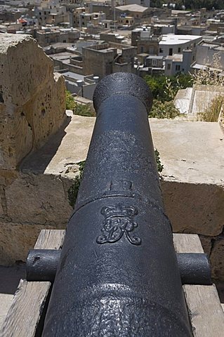 Cannon on the ramparts, The Citadel, Victoria (Rabat), Gozo, Malta, Europe