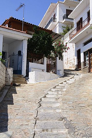 Hill town of Glossa, Skopelos, Sporades Islands, Greek Islands, Greece, Europe