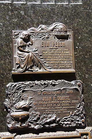 Eva Peron's (Evita's) grave, Cementerio de la Recoleta, Cemetery in Recoleta, Buenos Aires, Argentina, South America