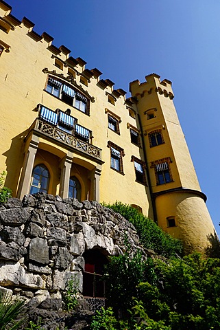 Schloss Hohenschwangau, the former palace of Ludwig the Second, at Hohenschwangau village, near Fussen, Bavaria, Germany, Europe