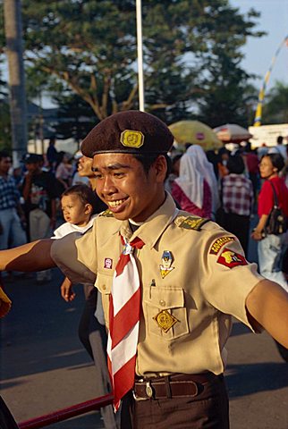 School marching bands on Sultan's birthday, Jogjakarta, Java, Indonesia, Southeast Asia, Asia