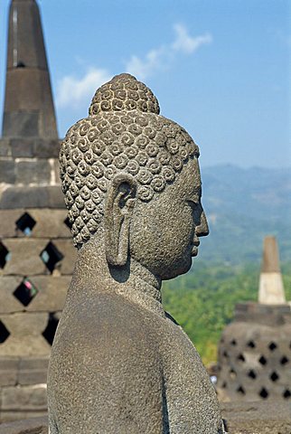 Detail, Buddhist temple, Borobudur, UNESCO World Heritage Site, Java, Indonesia, Southeast Asia, Asia