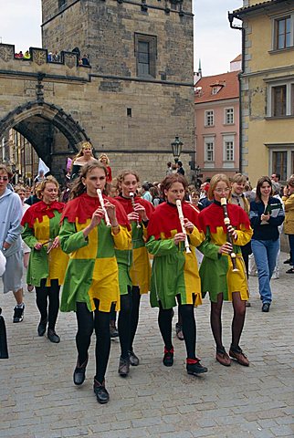 Medieval parade in the Little Quarter, Prague, Czech Republic, Europe