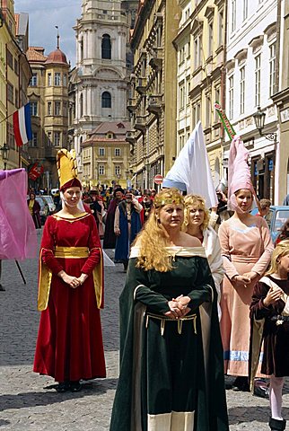 Medieval parade in the Little Quarter, Prague, Czech Republic, Europe