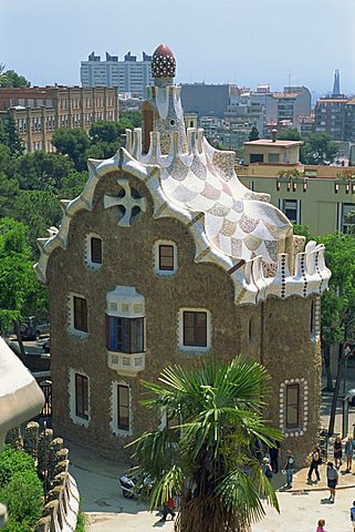 Guell Park, Gaudi architecture, Barcelona, Catalonia, Spain, Europe