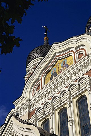 Low angle view of Alexander Nevsky Christian cathedral, Old Tallinn, UNESCO World Heritage Site, Tallinn, Estonia, Baltic States, Europe