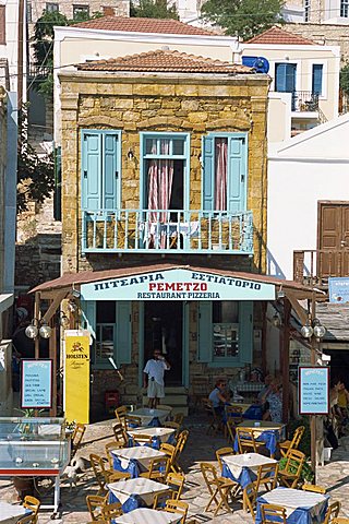 Restaurant in Chalki (Halki), Dodecanese, Greek Islands, Greece, Europe