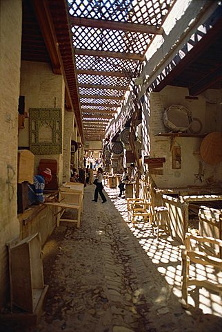 Souk in the old walled town or medina, Fez, Morocco, North Africa, Africa