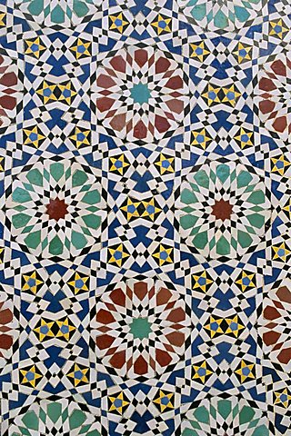 Detail of tilework, the Royal Palace, Fez, Morocco, North Africa, Africa