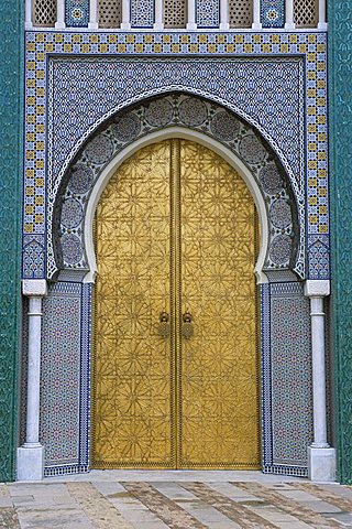 Ornate doorway, the Royal Palace, Fez, Morocco, North Africa, Africa