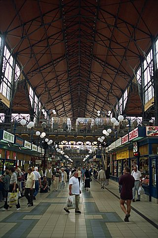 In the Great Market Hall or Nagy Varsarcsarnok on the Pest side, Budapest, Hungary, Europe