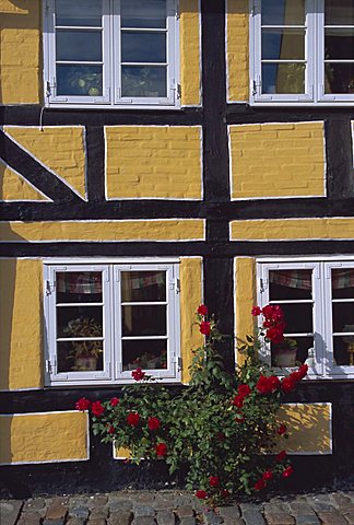 Colourful houses, Aeroskobing, island of Aero, Denmark, Scandinavia, Europe